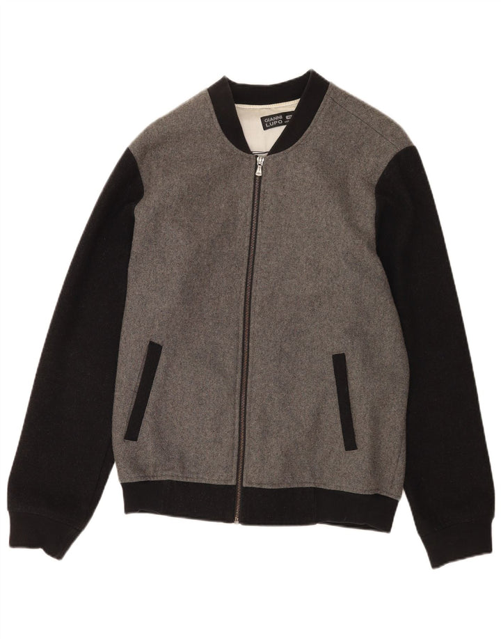 Gianni Lupo Mens Bomber Jacket UK 40 Large Grey Colourblock Wool