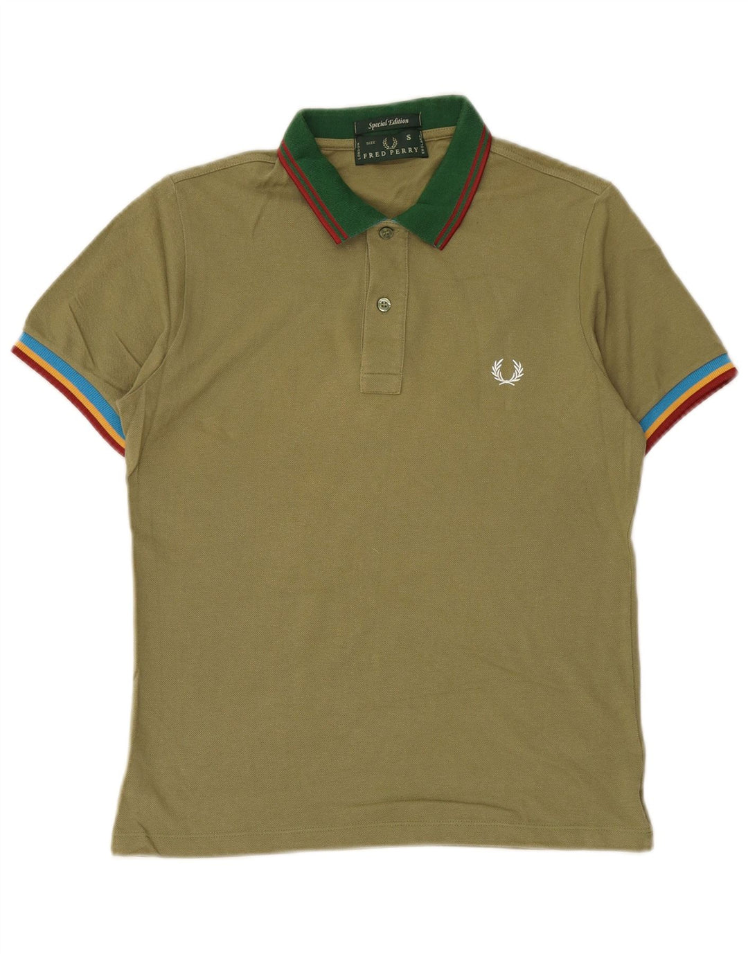 FRED PERRY Mens Polo Shirt Small Green Cotton