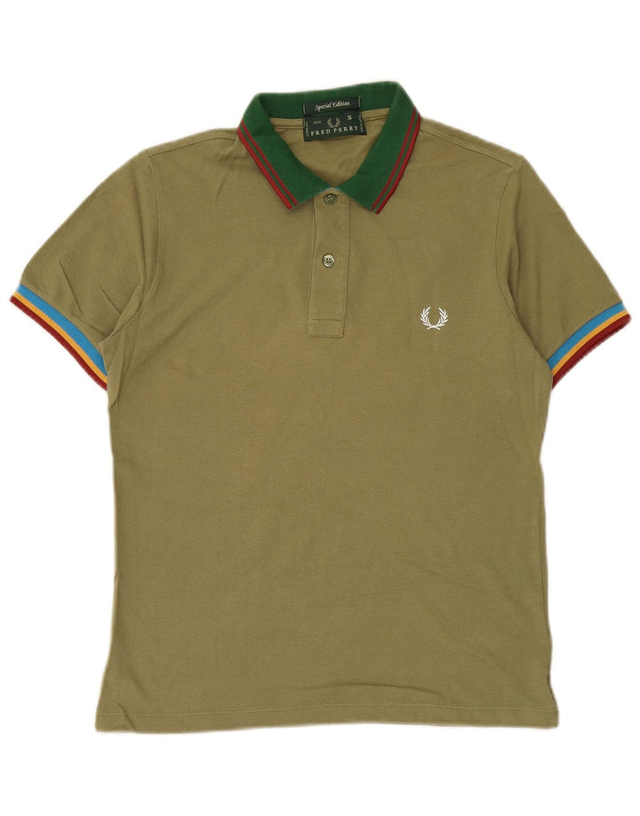 FRED PERRY Mens Polo Shirt Small Green Cotton