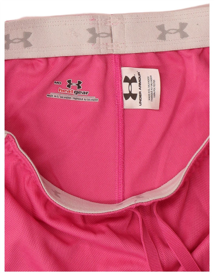 UNDER ARMOUR Womens Heat Gear Sport Shorts UK 14 Medium  Pink Geometric