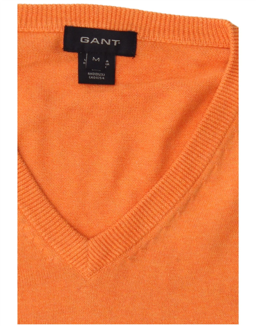 Gant Mens V-Neck Jumper Sweater Medium Orange Cotton