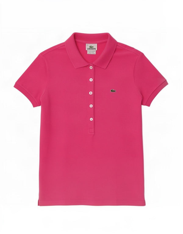 Lacoste Womens Polo Shirt EU 38 Medium Pink Cotton