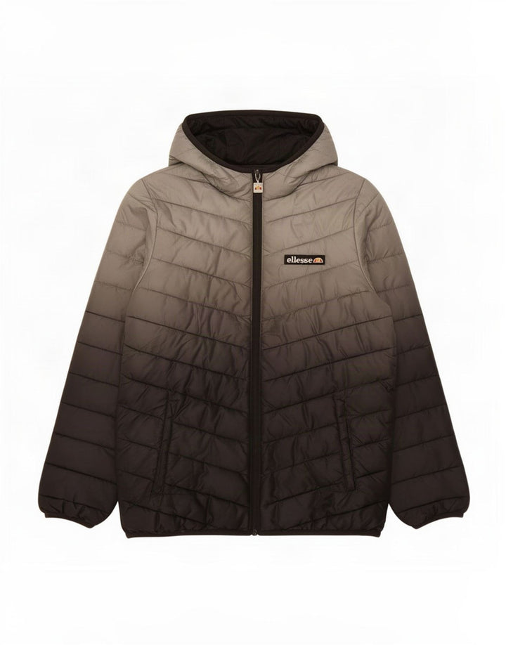 Ellesse Boys Hooded Padded Jacket 12-13 Years Grey Tie Dye Polyester