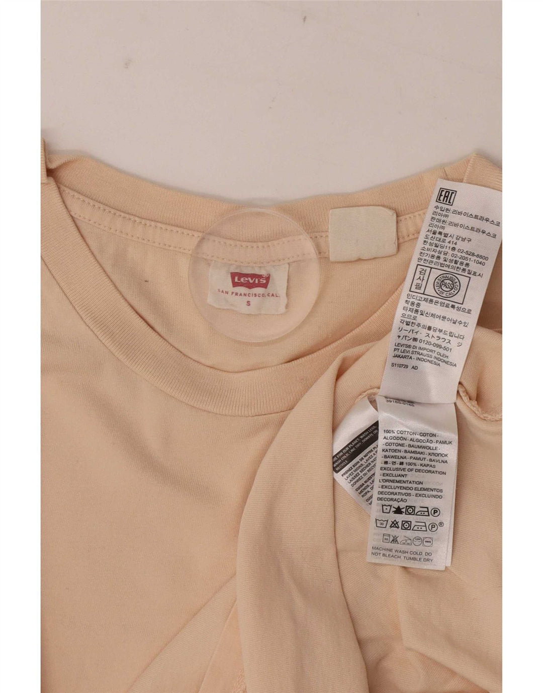 Levi's Mens T-Shirt Top Small Beige Cotton