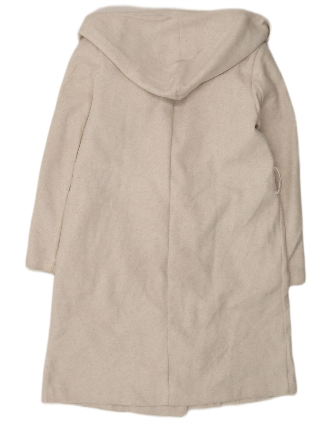 Zara Womens Hooded Oversized Double Breasted Coat UK 10 Small Off White
