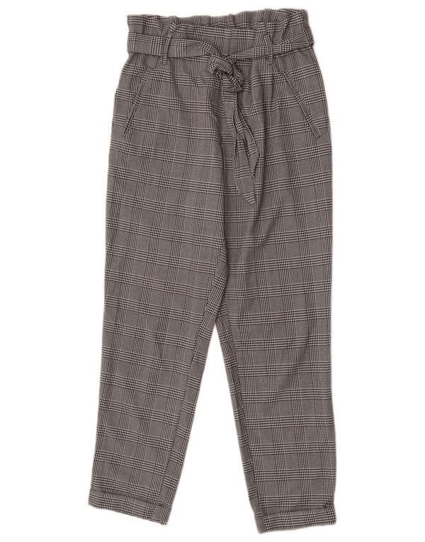 Zara Womens High Waist Chino Trousers Small W26 L25 Grey Houndstooth