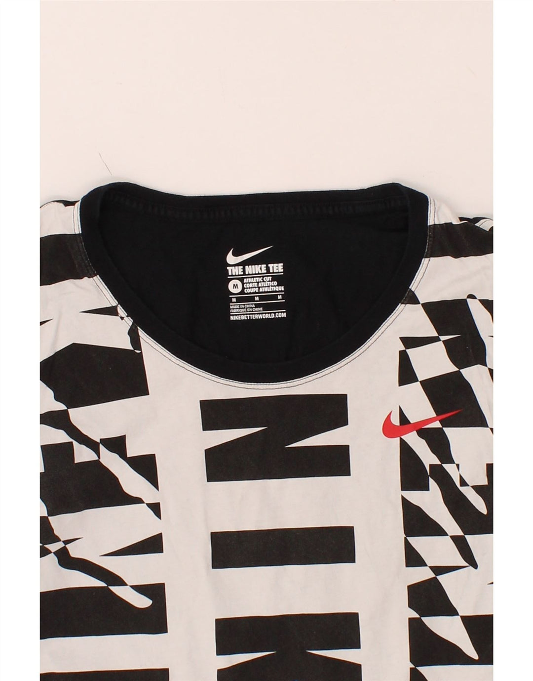 NIKE Womens Athletic Cut Graphic T-Shirt Top UK 12 Medium White Vintage Nike and Second-Hand Nike from Messina Hembry 