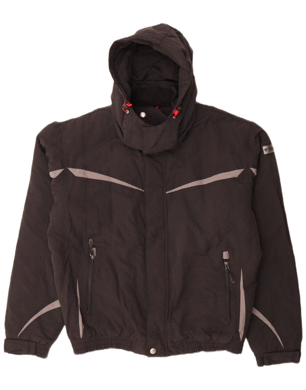 Brugi Mens Hooded Windbreaker Jacket UK 42 XL Black Colourblock Polyester