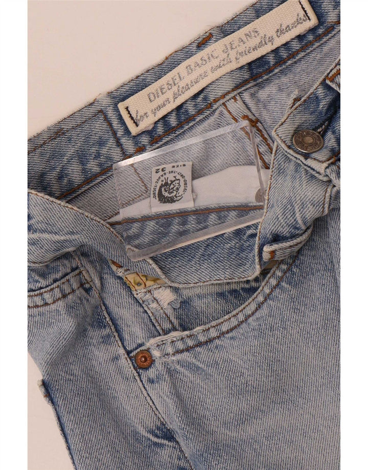 Diesel Mens Distressed Straight Jeans W32 L32 Blue Cotton