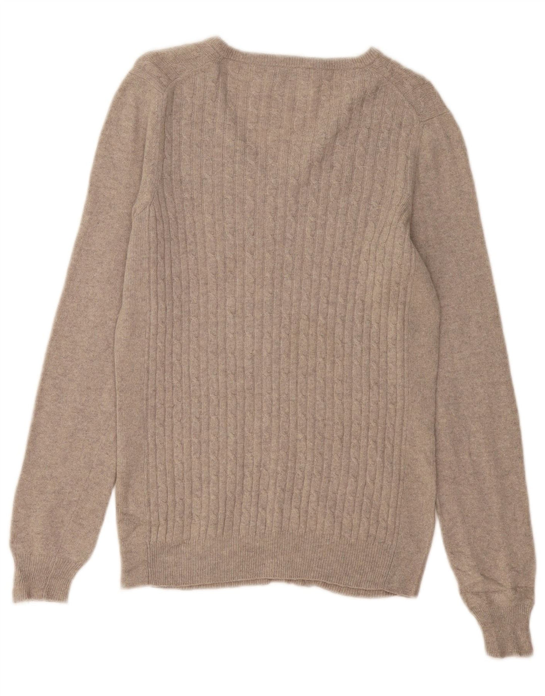 FRED PERRY Womens V-Neck Jumper Sweater UK 12 Medium Grey Wool