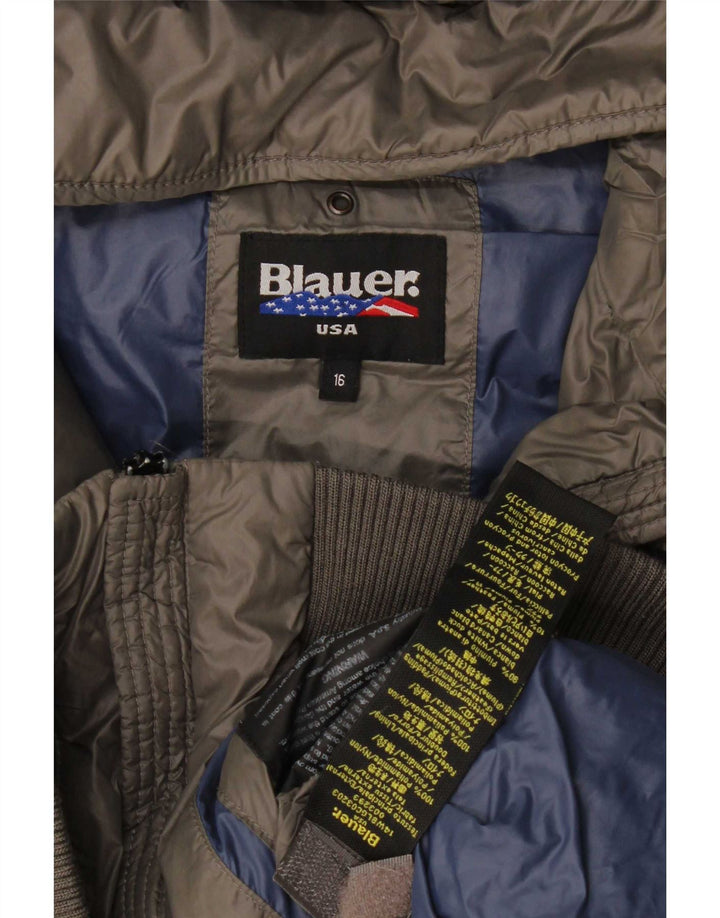 Blauer Boys Hooded Padded Jacket 15-16 Years Grey Polyamide