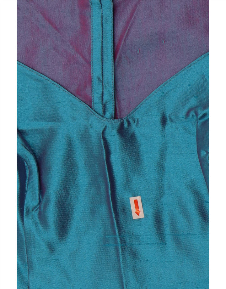 Gai Mattiolo Womens Crop Sleeveless Blouse Top IT 44 Medium Blue Silk