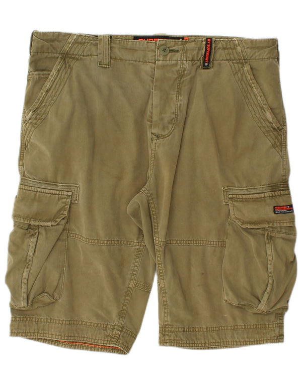 SUPERDRY Mens Cargo Shorts W34 Large Khaki Cotton