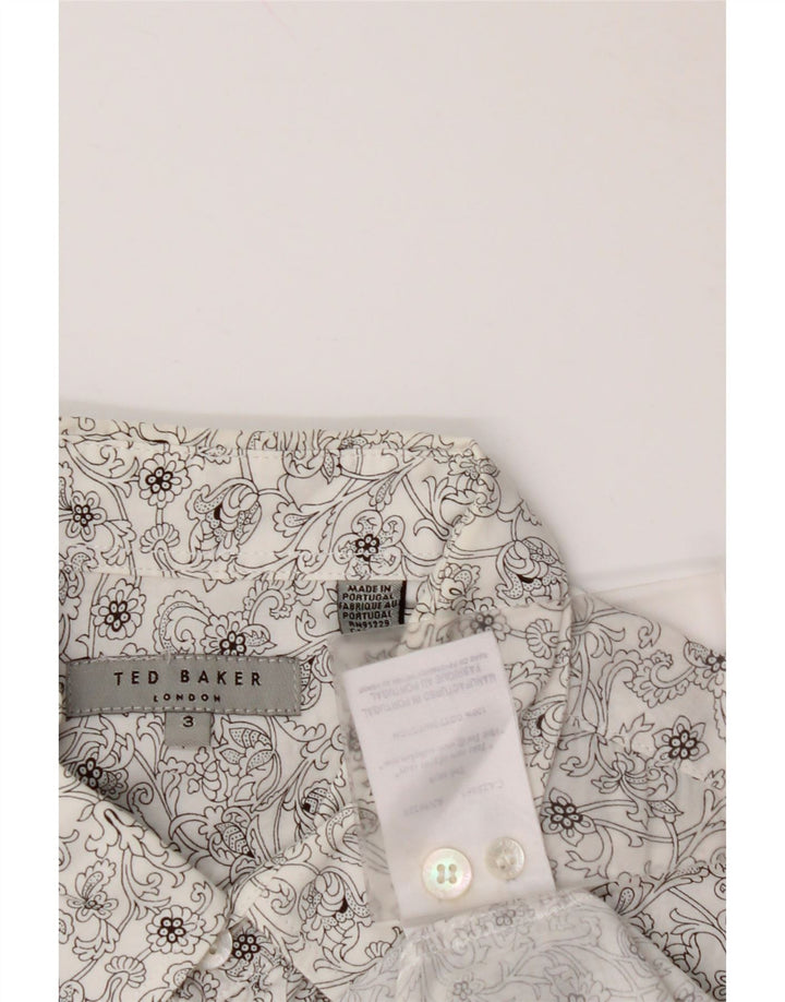 TED BAKER Mens Shirt Size 3 Medium White Floral Cotton