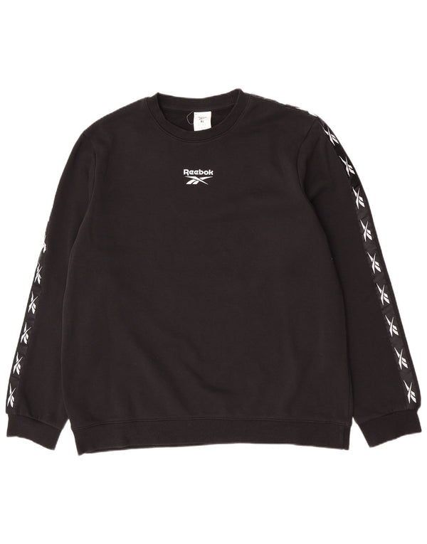 Reebok Mens Graphic Sweatshirt Jumper XL Black Cotton