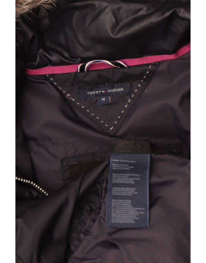 Tommy Hilfiger Womens Hooded Padded Coat UK 14 Medium Navy Blue Polyester