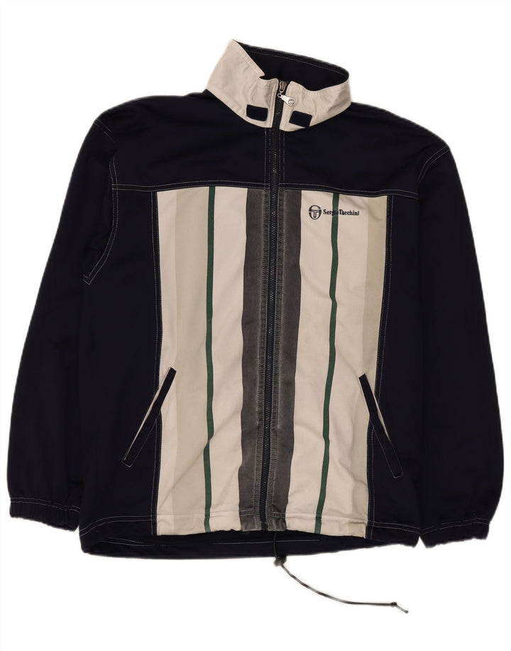 Sergio Tacchini Mens Tracksuit Top Jacket Medium Navy Blue Colourblock