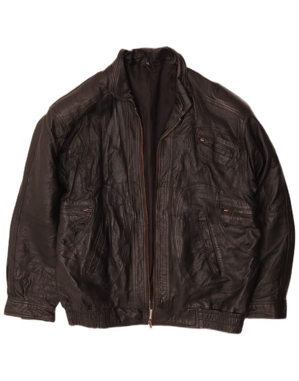 Vintage Mens Leather Jacket UK 38 Medium Black Leather