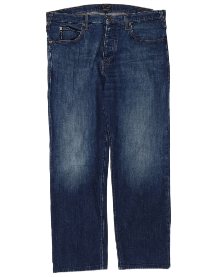 Armani Mens Regular Straight Jeans W36 L30 Blue Cotton