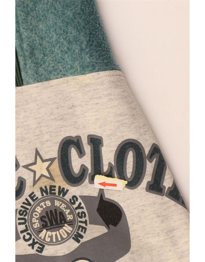 EXTE Mens Graphic Zip Neck Sweatshirt Jumper Large Grey Colourblock