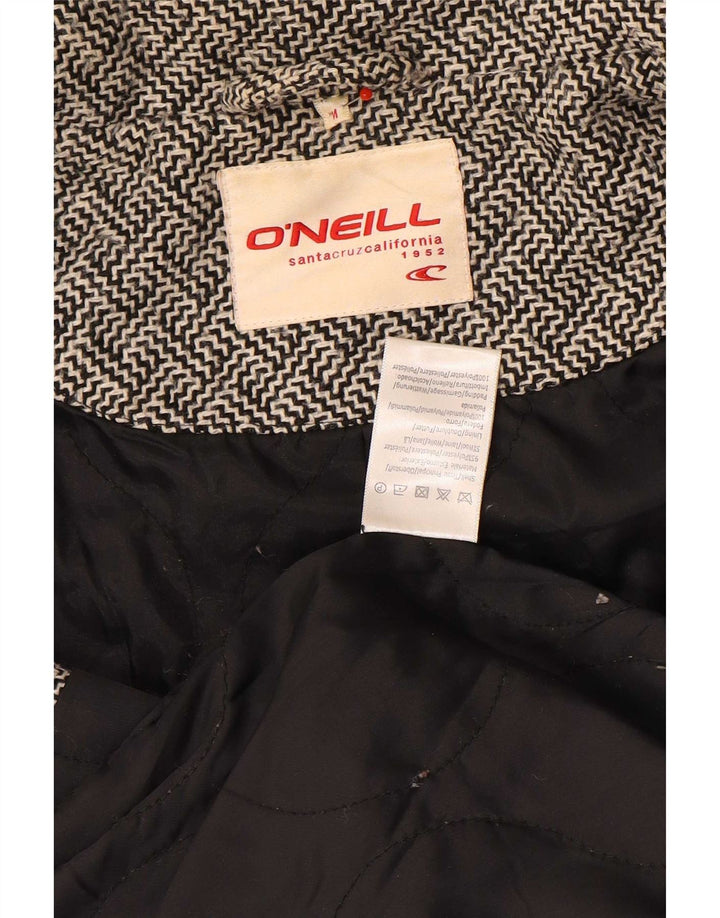O'Neill Womens Pea Coat UK 12 Medium Grey Geometric Polyester