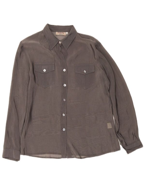 Preca Womens See Through Shirt IT 44 Medium Grey Polyamide