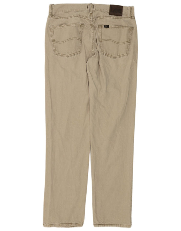 Lee Mens Regular Fit Casual Trousers W32 L34 Beige Cotton