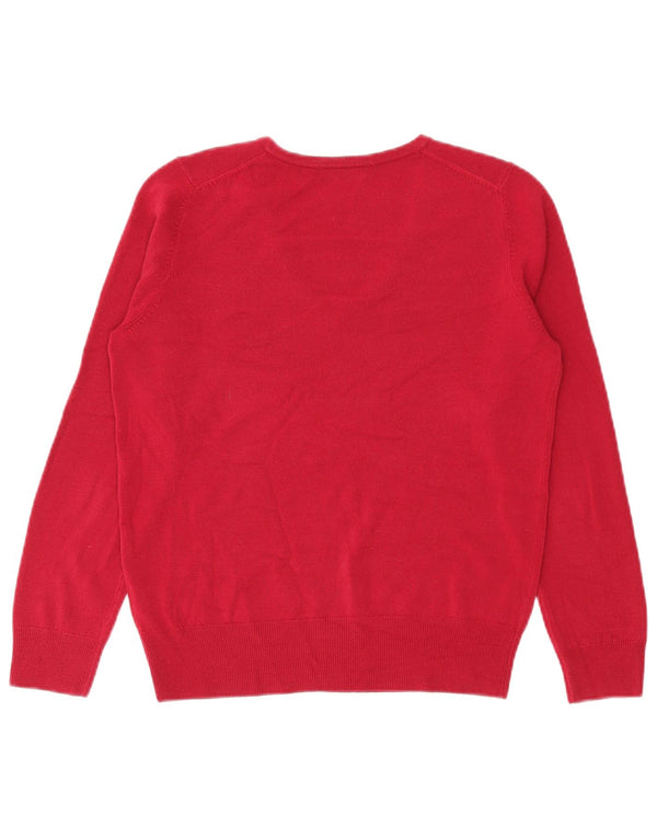 Marks & Spencer Womens V-Neck Jumper Sweater UK 12 Medium Pink Acrylic