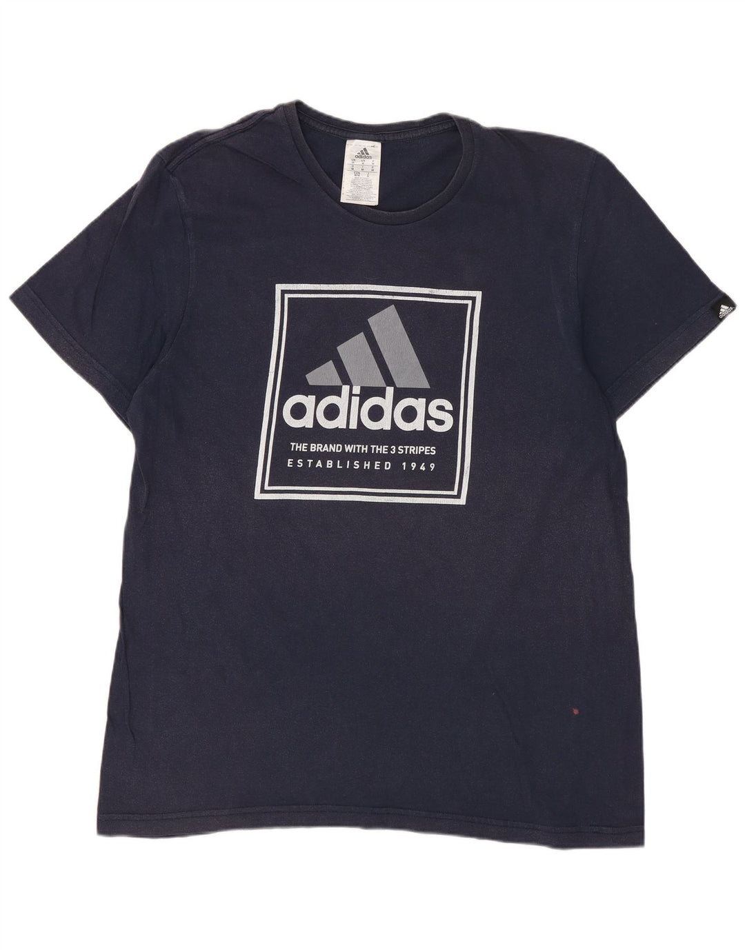 Adidas Mens Graphic T-Shirt Top Medium Navy Blue Cotton