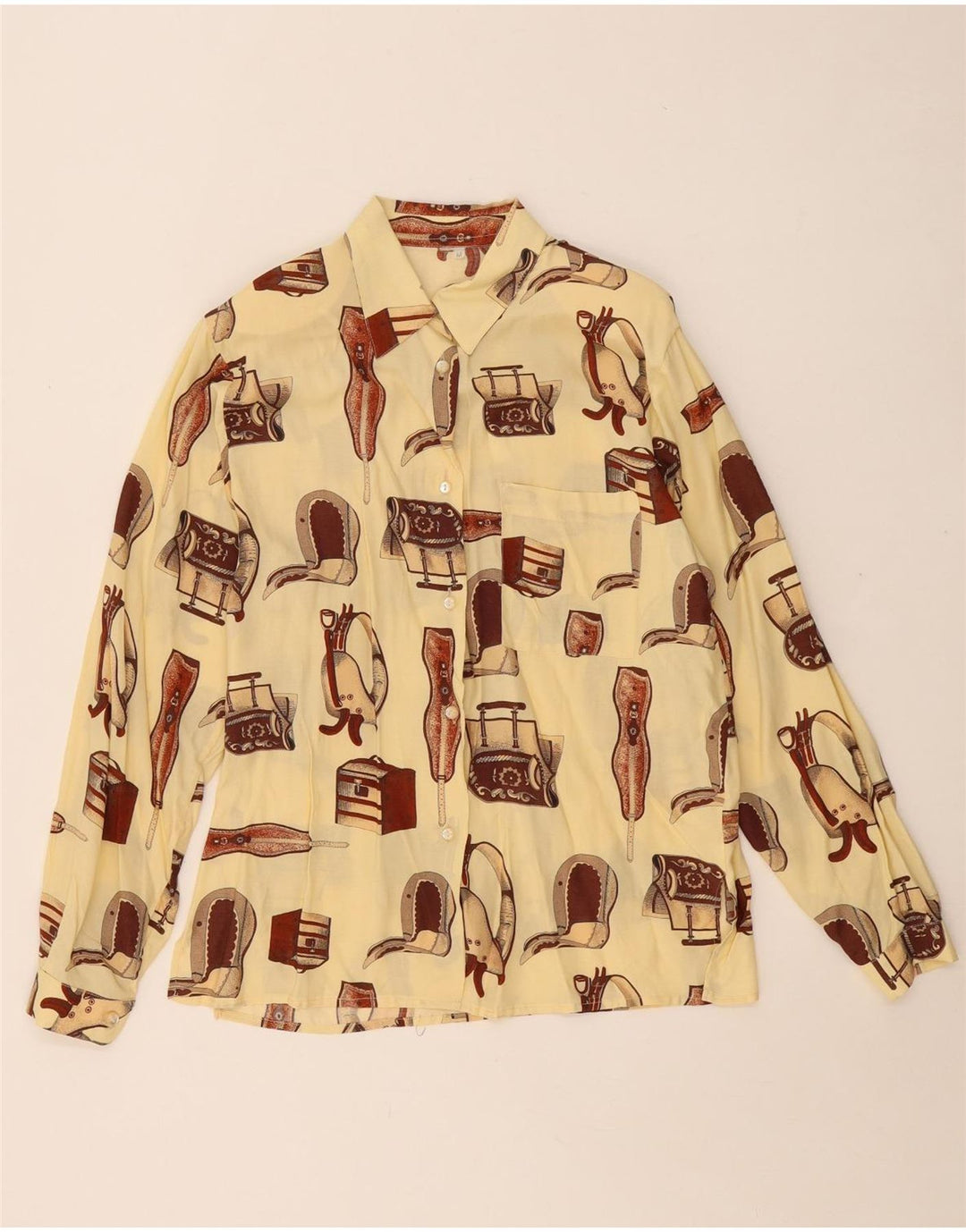 VINTAGE Womens Oversized Shirt Blouse UK 14 Medium Off White