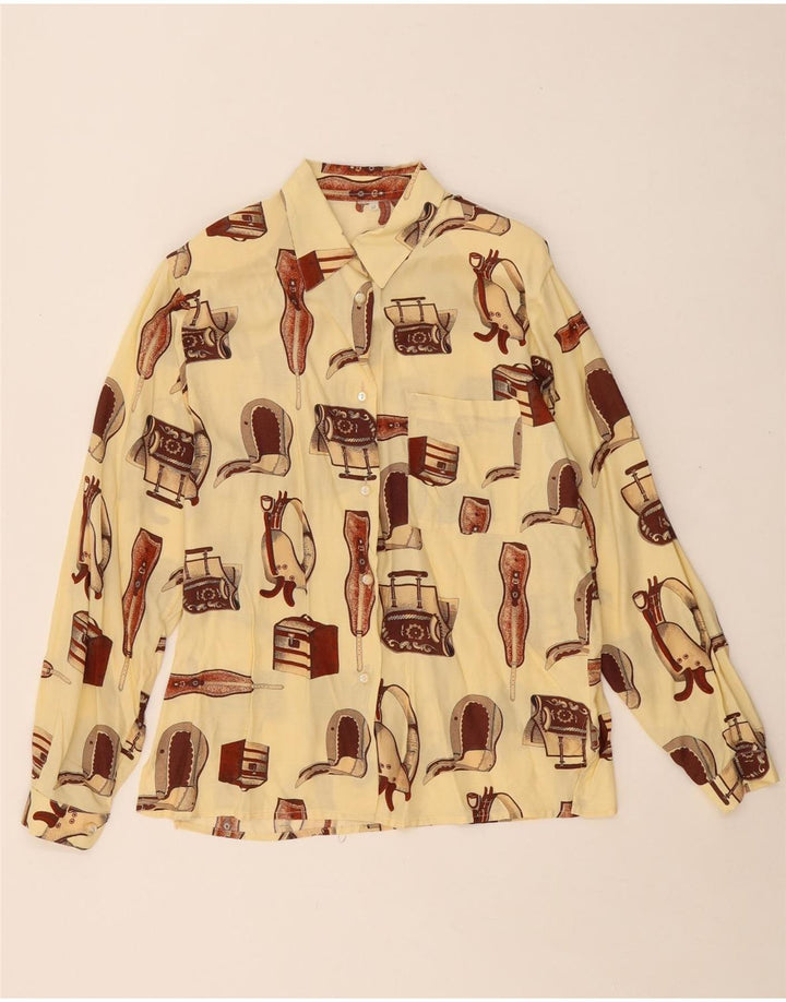 VINTAGE Womens Oversized Shirt Blouse UK 14 Medium Off White