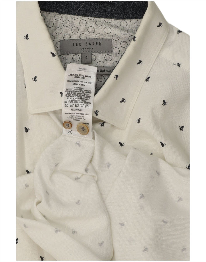 Ted Baker Mens Abstract Pattern Shirt Size 4 Large White Cotton