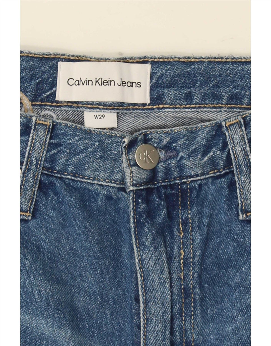 Calvin Klein Womens Distressed Denim Shorts W29 Medium Blue Cotton
