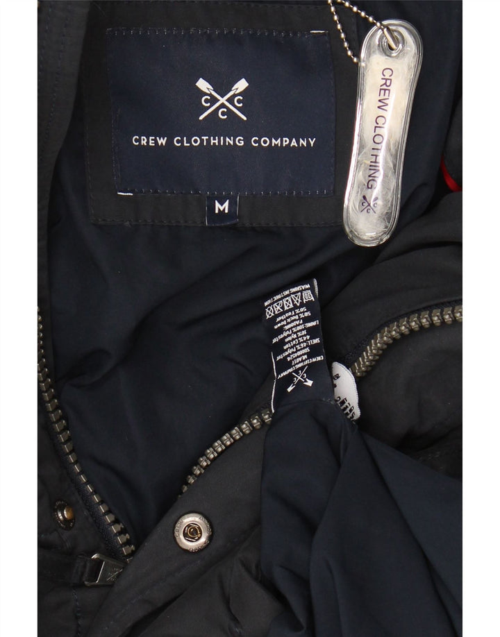 CREW CLOTHING Mens Hooded Padded Jacket UK 38 Medium Navy Blue Polyester