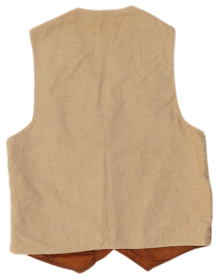 ALLISON Mens Suede Waistcoat UK 38 Medium Brown Leather