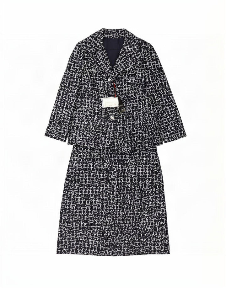 Giole Womens 3 Button 2 Piece Set IT 44 Medium Navy Blue Geometric