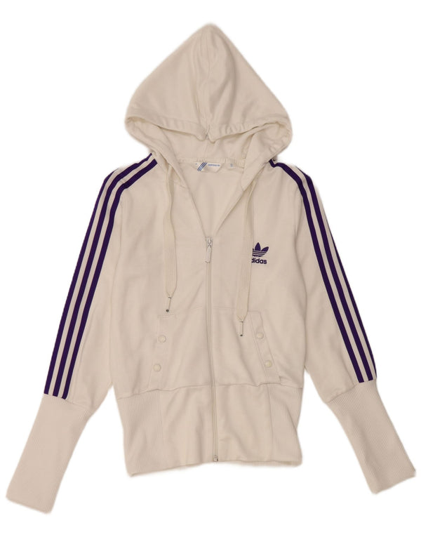 Adidas Womens Zip Hoodie Sweater EU 36 Small White Polyester