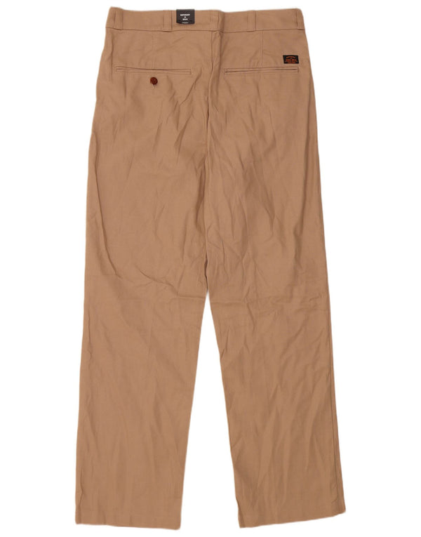 Superdry Mens Straight Chino Trousers W34 L32 Beige Cotton