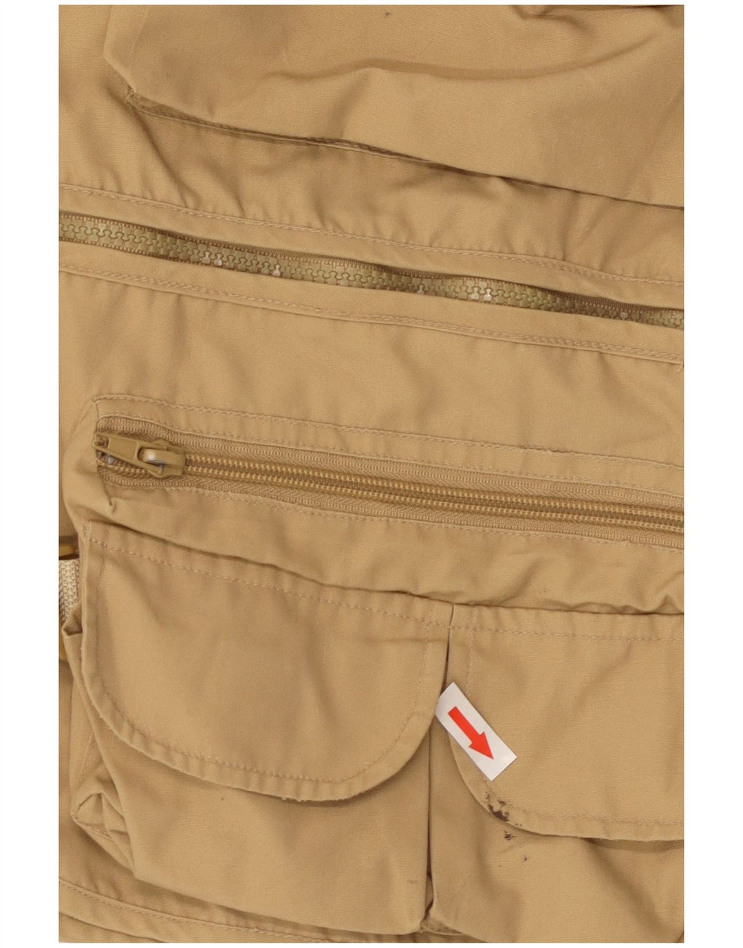 Vintage Mens Utility Gilet UK 40 Large Beige Cotton