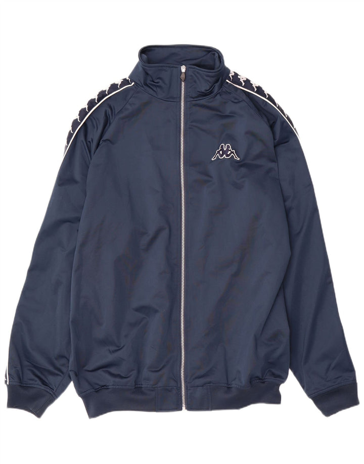 KAPPA Mens Graphic Tracksuit Top Jacket 2XL Navy Blue Colourblock