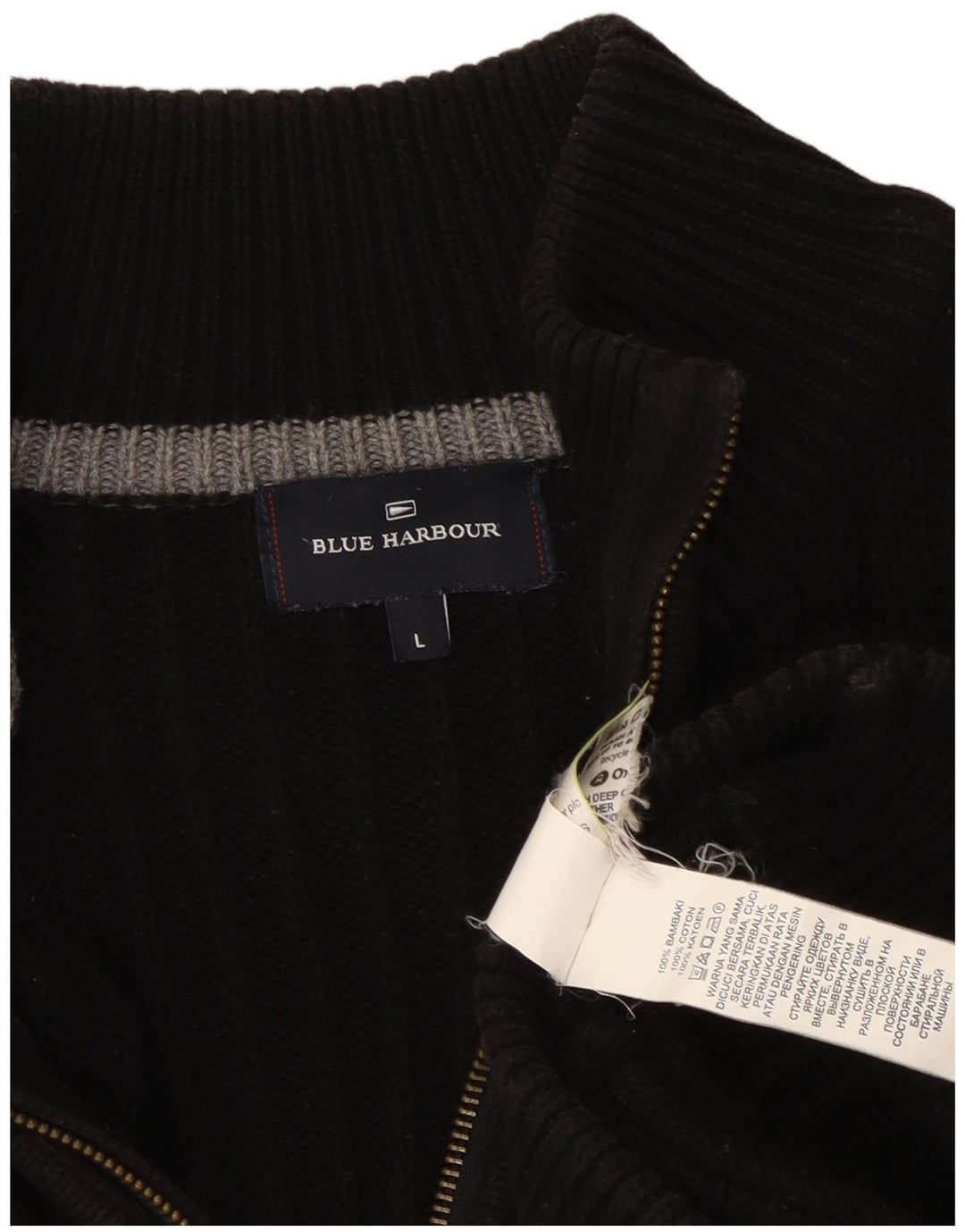 Marks & Spencer Mens Blue Harbour Cardigan Sweater Large Black Cotton