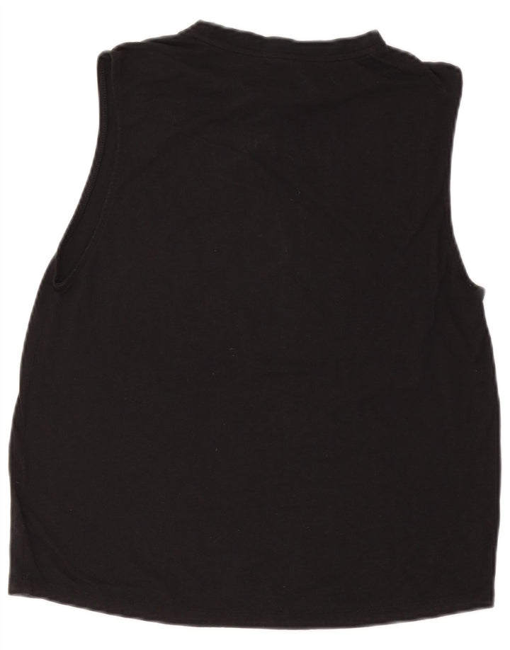 ADIDAS Womens Graphic Vest Top UK 12/14 Medium Black Polyester
