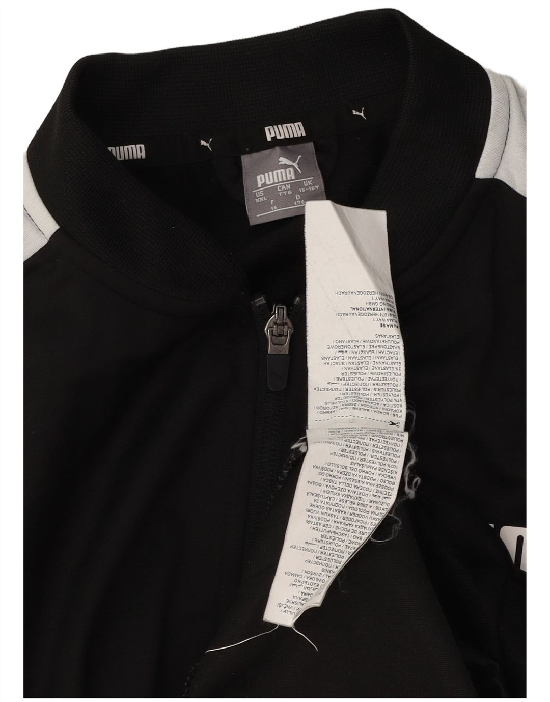 PUMA Boys Tracksuit Top Jacket 15-16 Years Black Colourblock Polyester