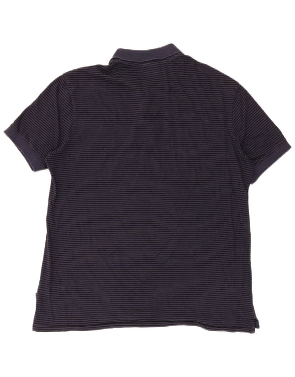 Paul Smith Mens Polo Shirt Large Navy Blue Striped Cotton