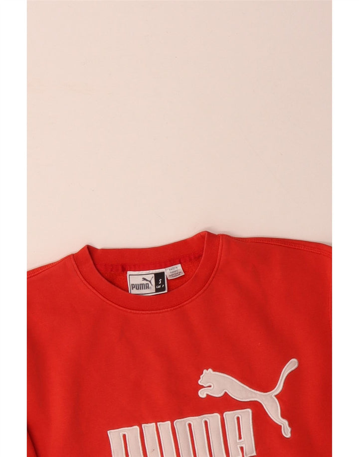 PUMA Mens Graphic Sweatshirt Jumper Small Orange Cotton