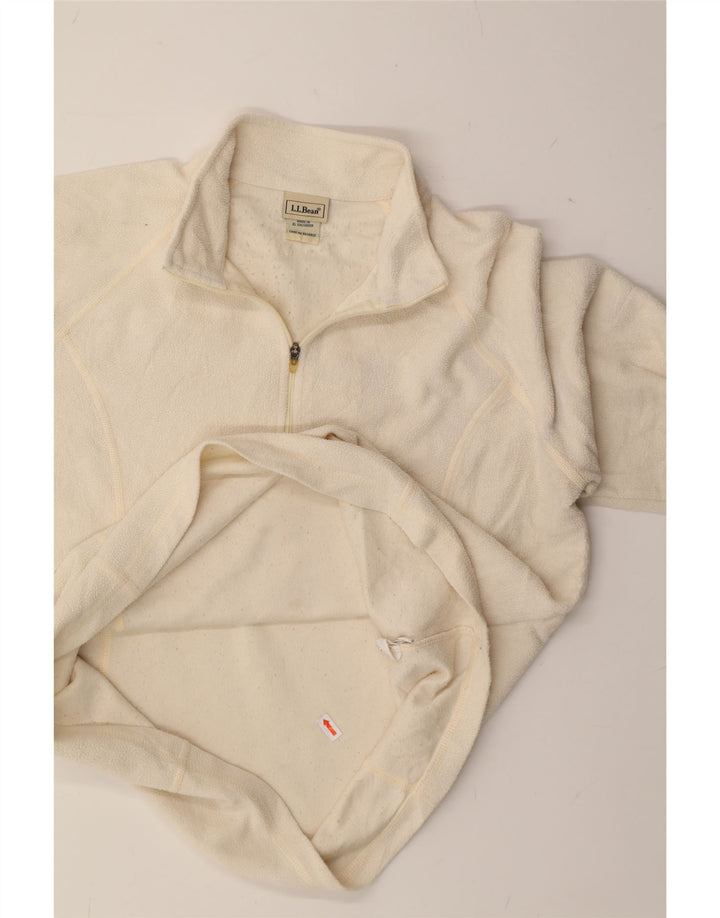 L.L.BEAN Womens Zip Neck Fleece Jumper UK 14 Medium Off White Polyester Vintage L.L.Bean and Second-Hand L.L.Bean from Messina Hembry 