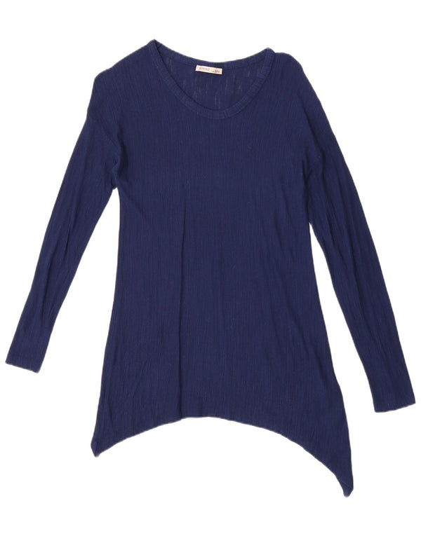 Zara Womens Asymmetric Tunic Top UK 10 Small Blue Viscose