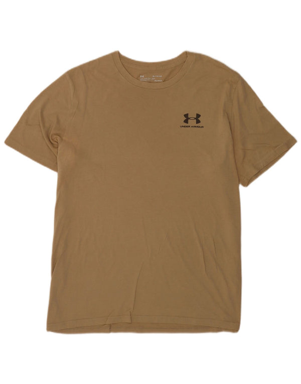 Under Armour Mens Heat Gear T-Shirt Top XL Khaki