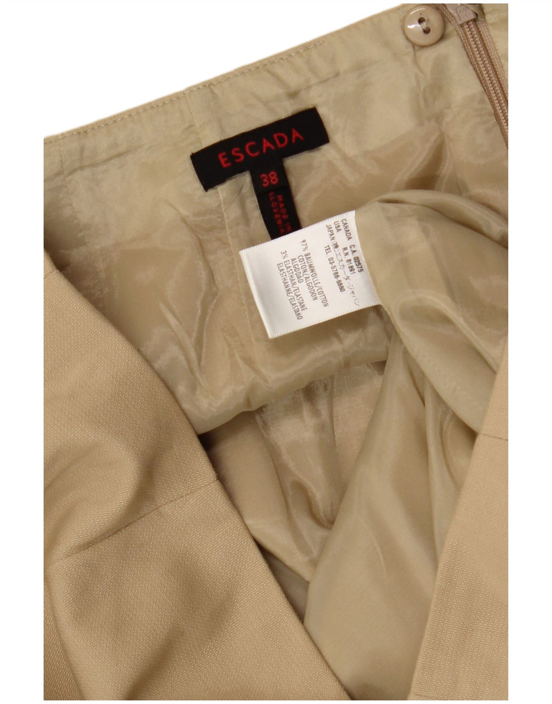 Escada Womens Pencil Skirt EU 38 Medium W28  Beige Cotton Classic