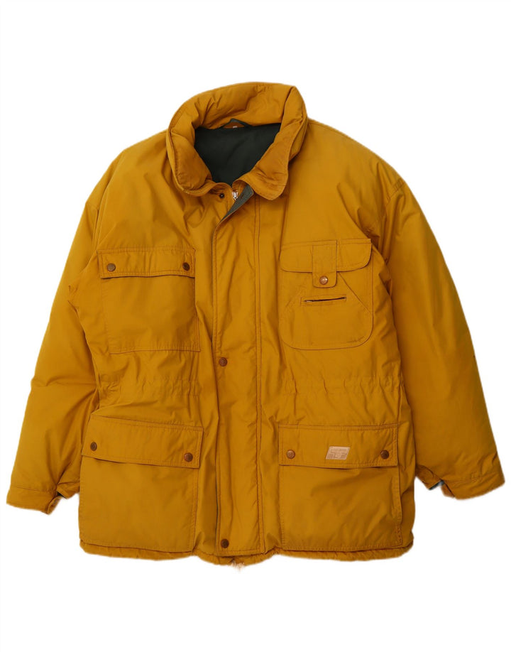 Edelweiss Mens Hooded Padded Jacket UK 40 Large Yellow Polyester